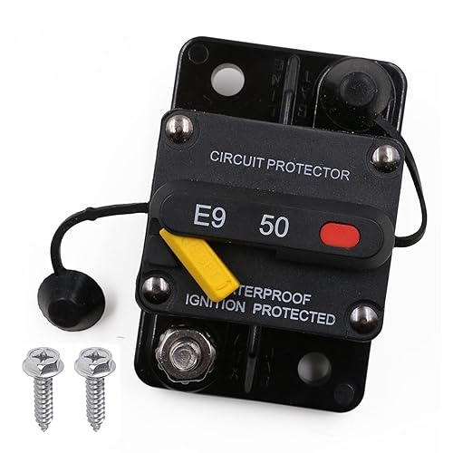 E9 50 Amp Disyuntor con diseño de interruptor empotrado  Protección IP67 impermeable DC 12V-72V 50A Reinicio manual UL montaje en superficie