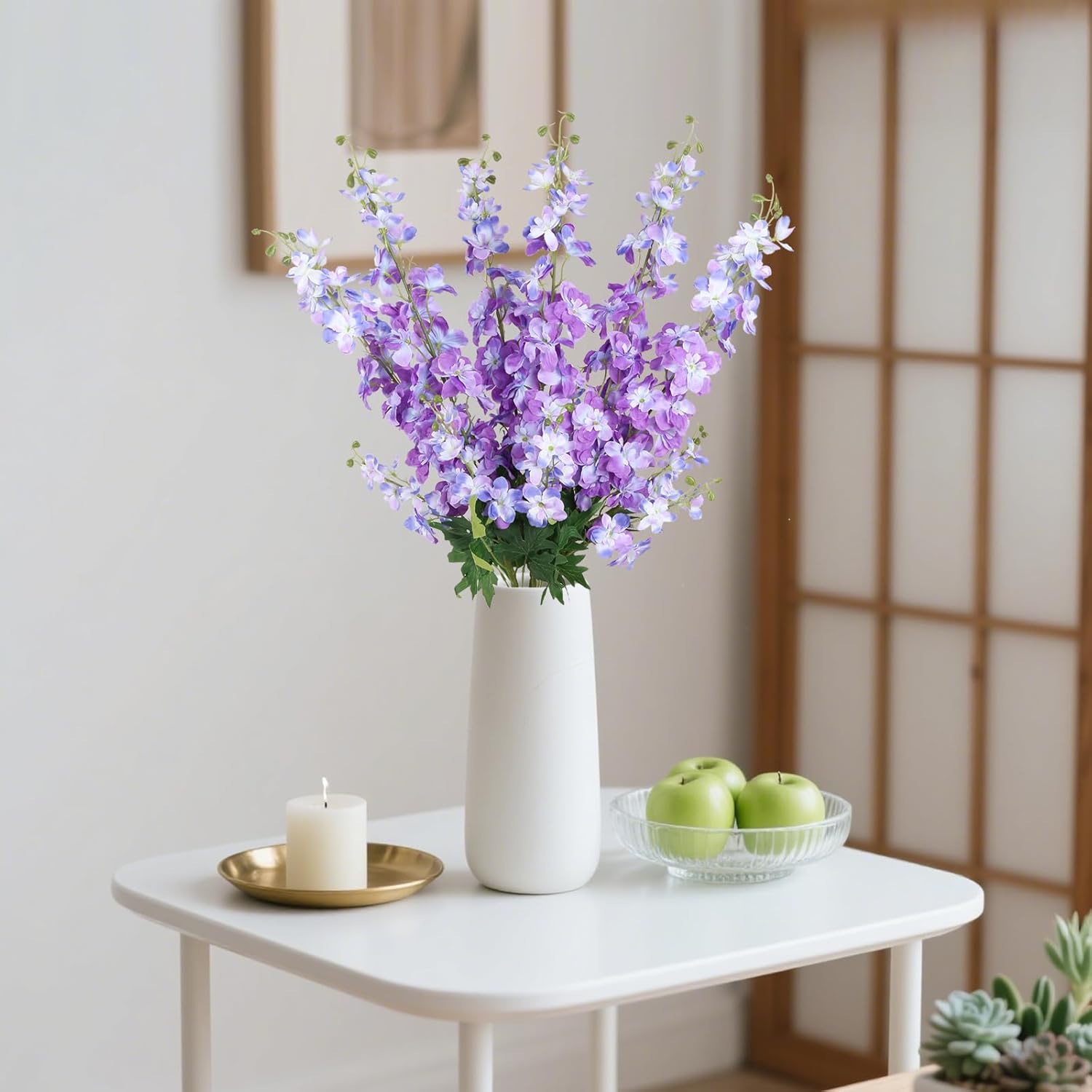 6Pcs Artificial Delphinium Flowers 37.4’’Purple Fake Larkspur Flowers Silk Flowers with Long Stems for Tall Vase Table Centerpiece Home Wedding Party Garden Decor(Purple)