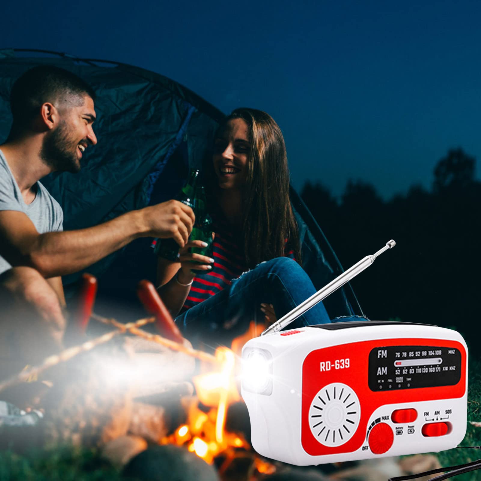 S?oneczne Radio pogodowe - AM/FM Weather Radio Solarna korba r?czna Survival Gear - z wbudowan? bateri? 1200 mAh, powerbankiem i migaj?cym ?wiat?em na zewn?trz, piesze wycieczki, w?dkarstwo i