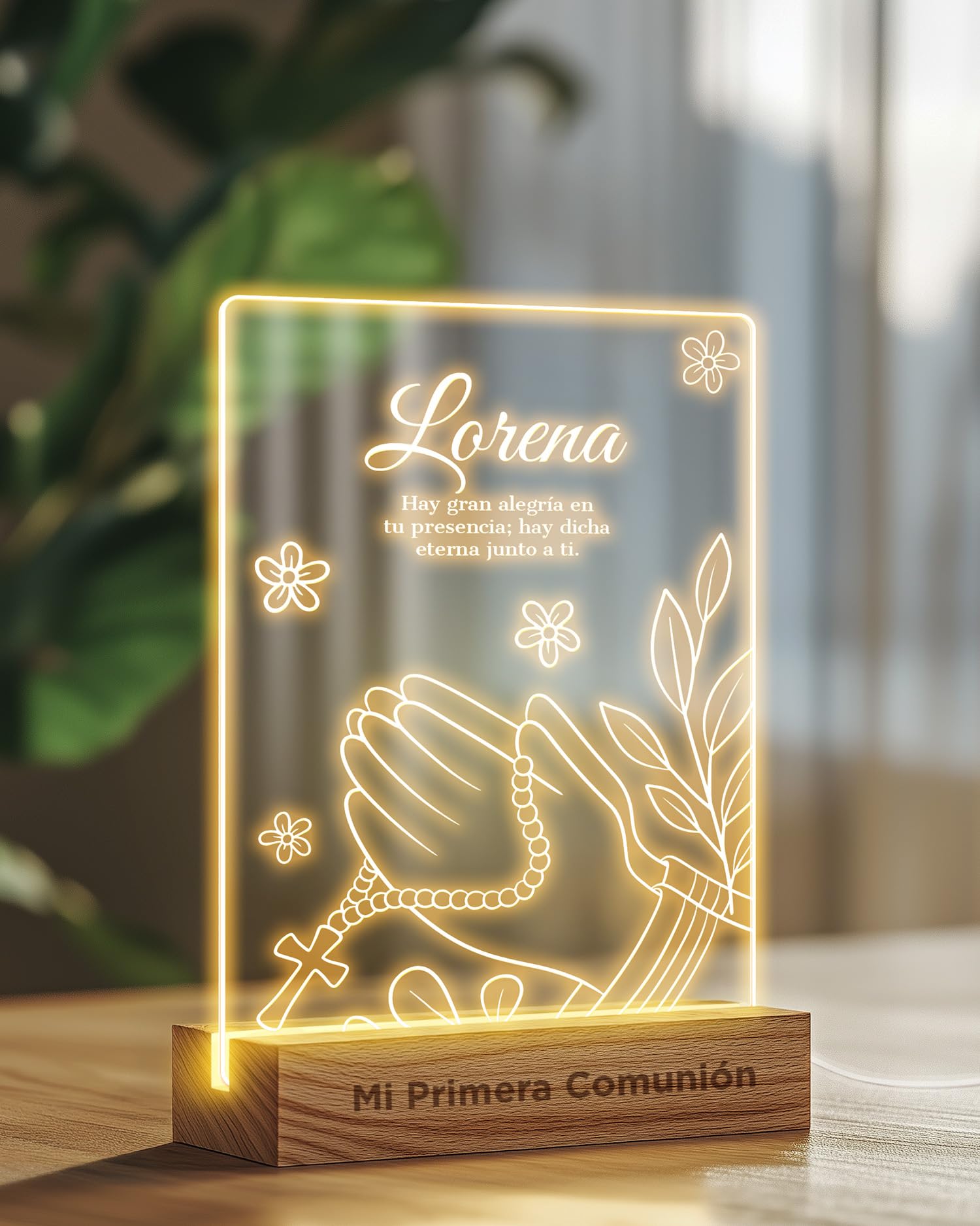 Panorama Lámpara Infantil Personalizada de un Rosario - Placas Decorativas con tu Foto - Luz Nocturna LED para Mesita de Noche - Regalos Primera Comunion Niño y Niña Personalizado y Originales