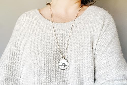 Harry Potter Dumbledore Happiness Quote 1 Inch Silver Plated Pendant 24 Inch Stainless Steel Ball Chain Necklace Handmade Fan Gift