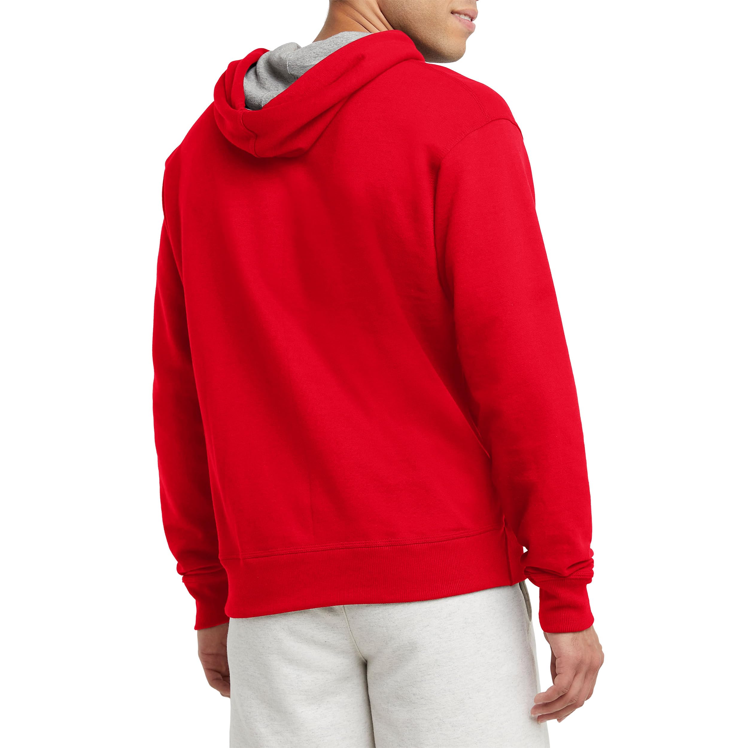 Champion Męska bluza z kapturem Powerblend polarowa z kapturem (3 sztuki), Logo drużyny Red Scarlet C, XL wysoki