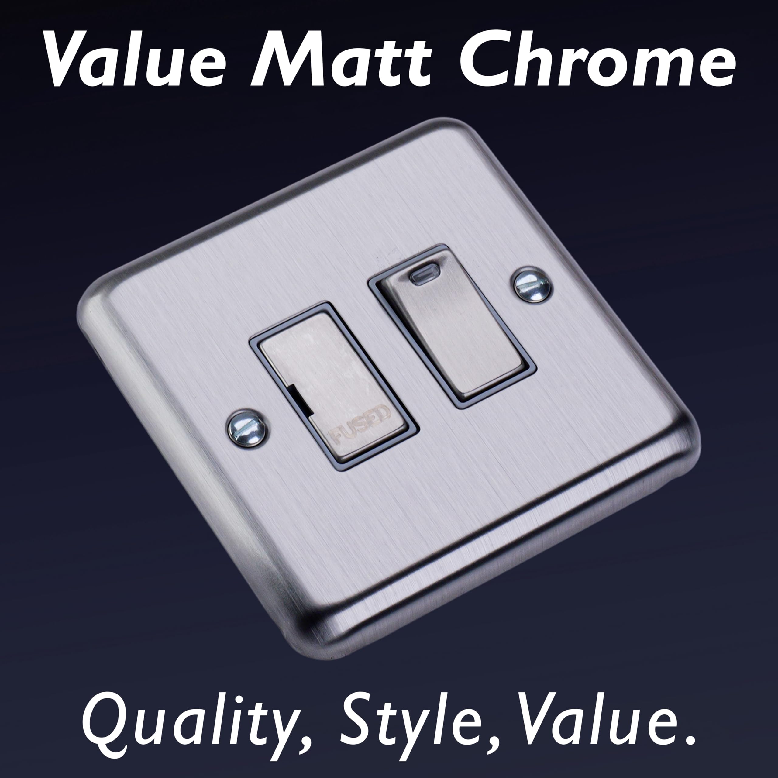 Varilight Switched Fused Spur With Neon - Value Matt Chrome With Brushed Steel Insert, XS6ND, 86x86x30mm - Image 3