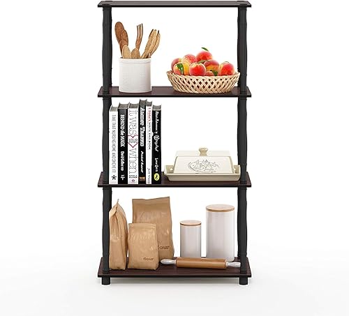 Vista 379 de Furinno Turn-N-Tube - Estantería multiuso de 5 niveles, estantería para exhibición, almacenamiento o libros, con tubos redondos, color cereza claro