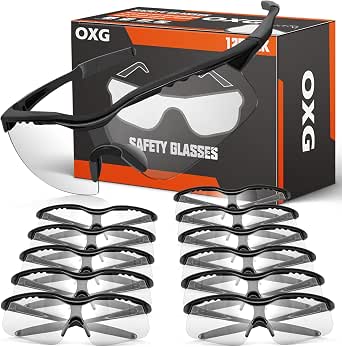 OXG 12 Pack Safety Glasses, ANSI Z87.1 Protective Eyewear for Men and Women