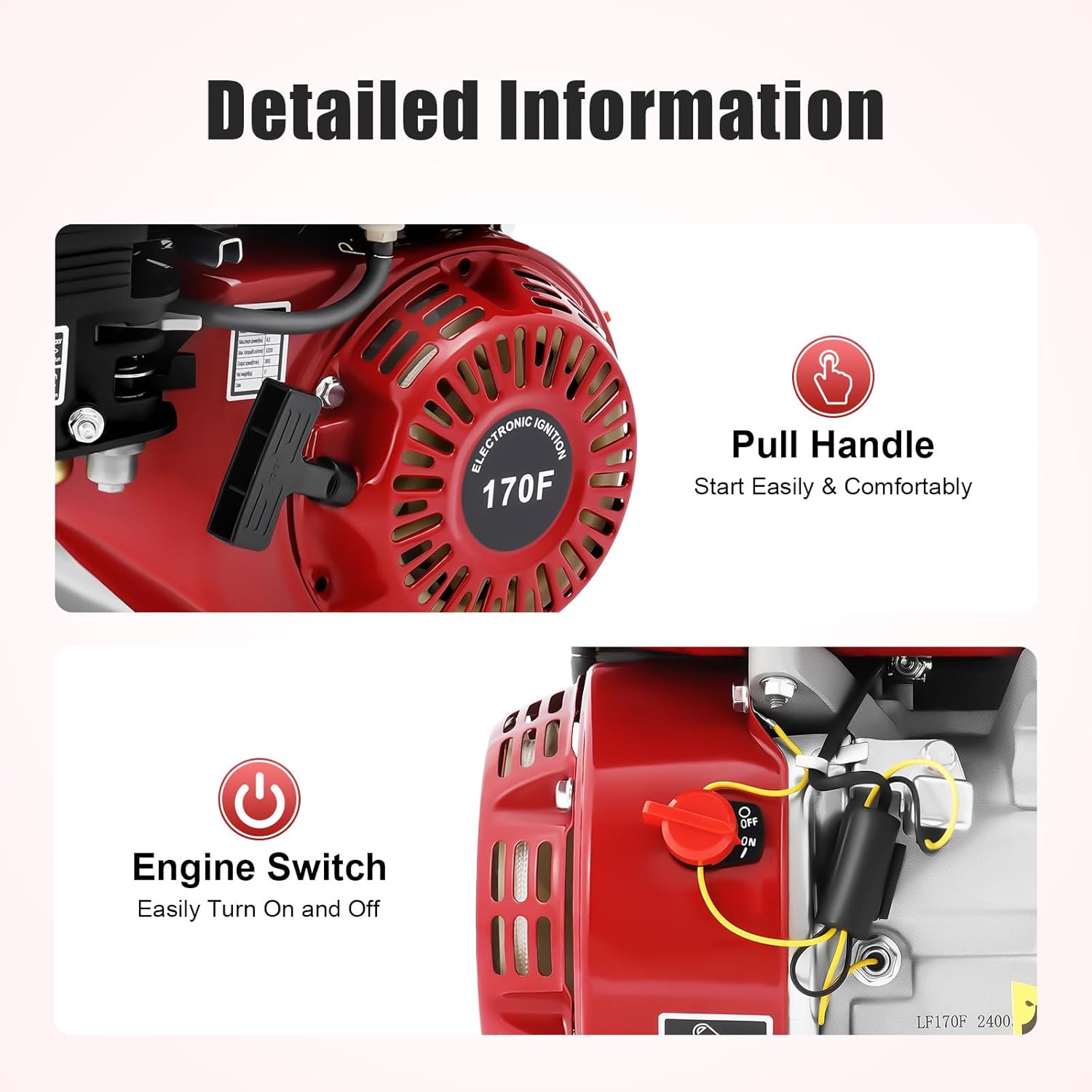 7.5HP 212CC Gas-Powered Engine, Powerful Performance 4-Stroke Gasoline Engine 3000W, Gasoline Go Kart Engine Motor for Water Pumps, Vibrators, Generators, 3600RPM