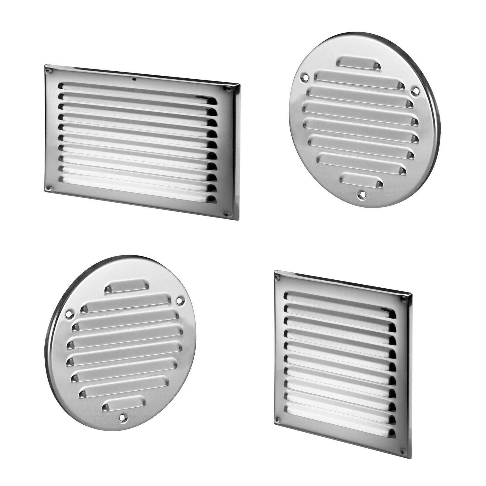 Soladirect Chrome 165 X 165 Mm Polished Air Vent Grille With Fly Screen Metal Ventilation Ducting Cover