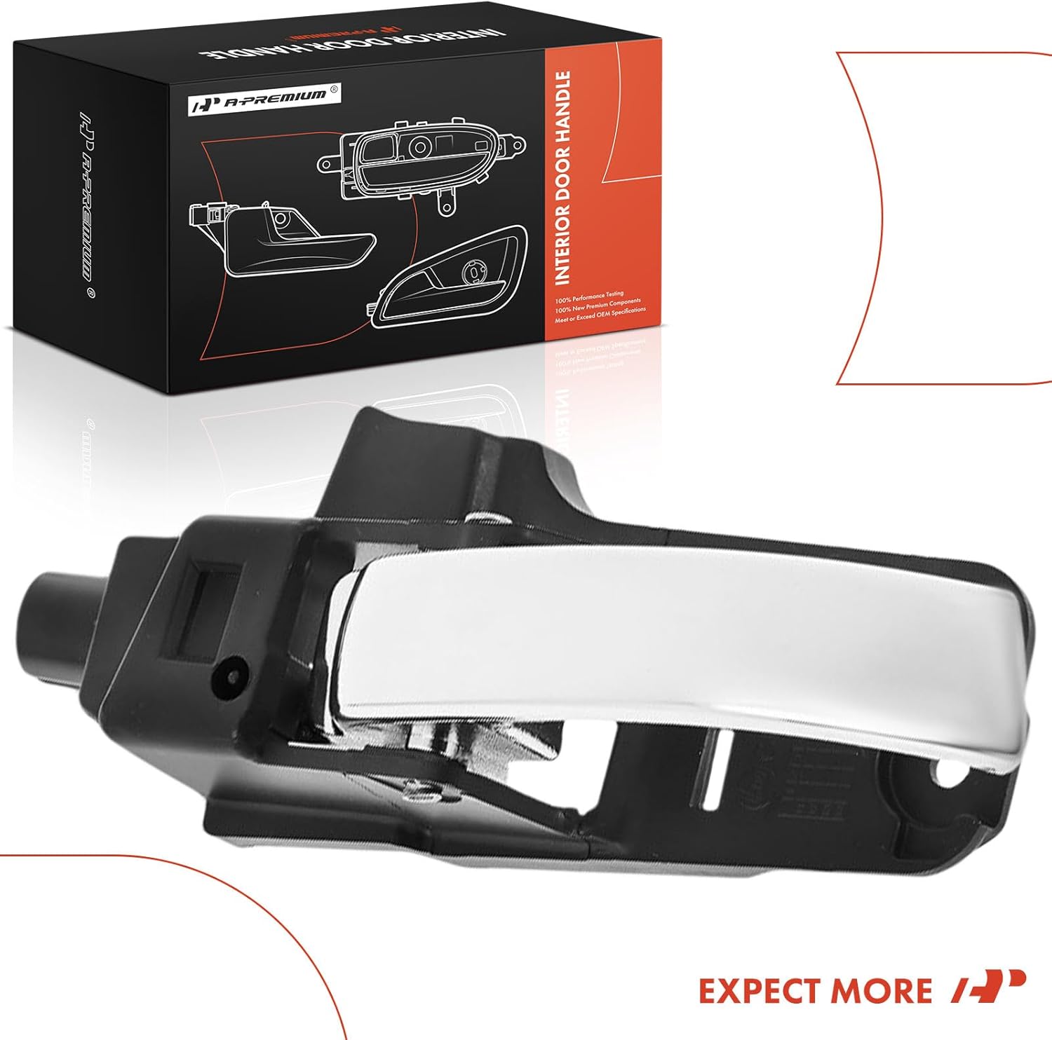 A-Premium Front or Rear Right Passenger Side Interior Door Handle Compatible with Chrysler Sebring 2007-2010 Sedan, Sebring 2008-2010 Convertible, Chrome Lever, Replace# 68018986AA