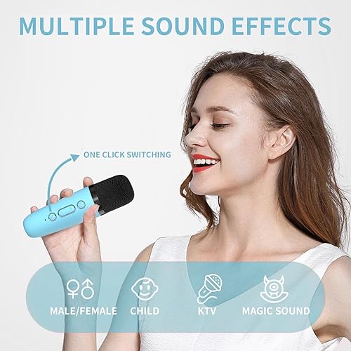 Miniatura 5 de Máquina de karaoke de dinosaurios para niños, altavoz Bluetooth portátil con micrófono inalámbrico, juguetes para niños de 3, 4, 5, 6, 7, 8 años en