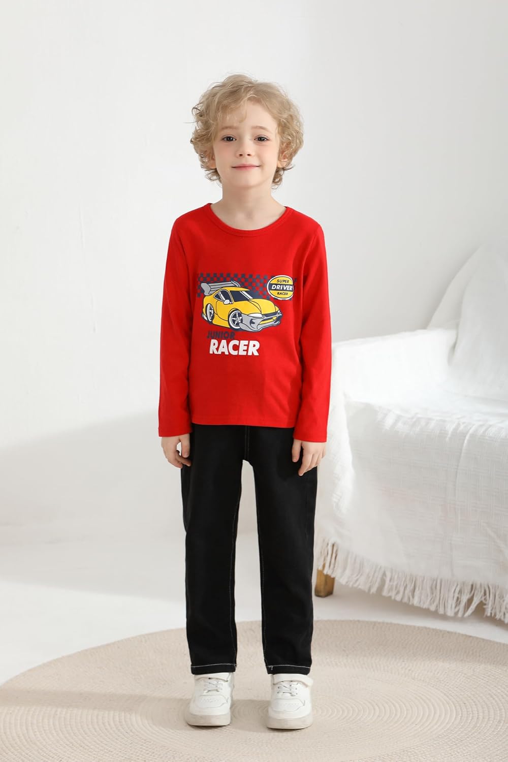 Resinta 4 Pack Toddler Boys Cotton Long Sleeve T-Shirts with Prints Baby Boys Pullover Crewneck Shirts Assorted Everyday Tops - Image 4