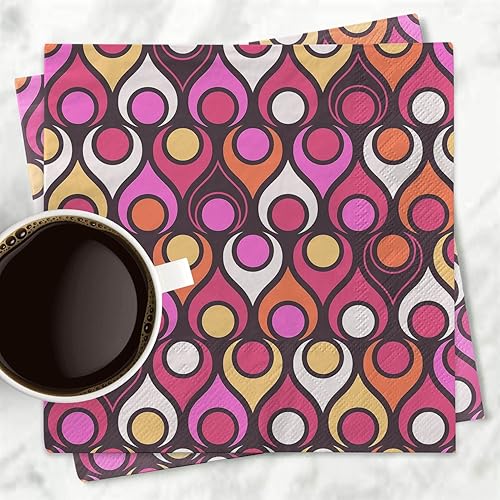 Miniatura 5 de Servilleta de cóctel moderna Circle in Teardrop de mediados de siglo  Servilleta retro geométrica de ondas para bebidas para el día de la madre