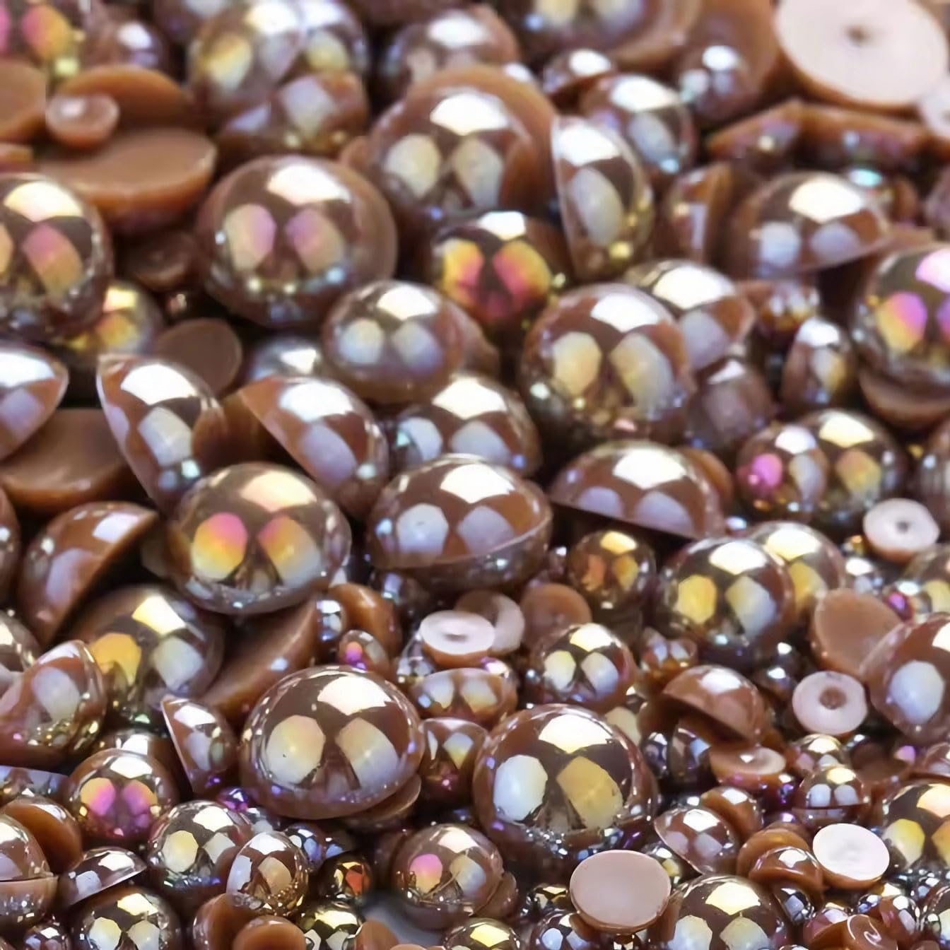 1000PCS Mixed Sizes 3/4/5/6/8/10mm Flatback Half Round Pearls Gems for Crafting, AB Color Pearl Beads Stones for Crafts Jewelry Clothes Shoes Dress Nail Art Making Embellishments (Rose AB)