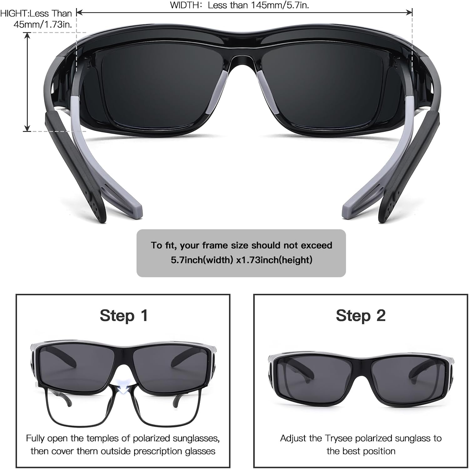 Trysee Fit Over Sunglasses for Men Women Polarized Wrap Around Sunglasses to Wear Over Glasses with UV Protection TS0312 - Image 2