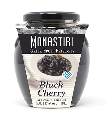 Monastiri Black Cherry Preserve - 17.6 Ounce Glass Jar