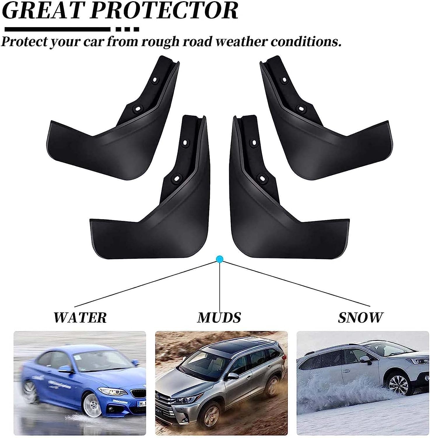 4Pcs Voiture Bavette Garde Boue pour Toyota Hilux Vigo 4WD 2006 2007 2008 2009 2010 2011 2012 2013 2014, Garde-Boue Avant et Arrière, Bavettes Gardes Anti-éClaboussures Pare-Boue de Voiture