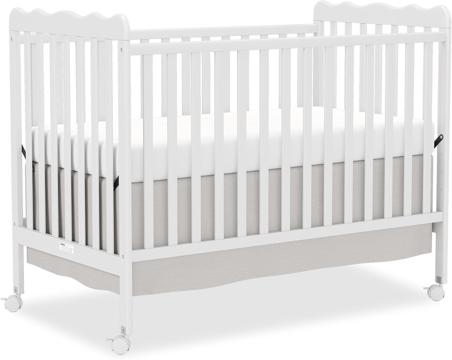 4 in 1 Convertible Baby Crib, Wooden Nursery Cribs Converts into Toddler Bed and Daybed, 3 Adjustable Base, Non-Toxic Finishes, Removable Wheels (White)