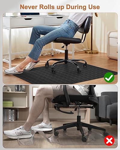 Vista 42 de Blvornl Tapete grande para silla de oficina para suelo de madera dura, tapete para silla con ruedas para madera dura, protector de suelo duro Gris