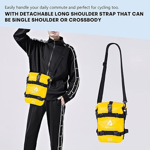 Miniatura 7 de Bolsa impermeable para parachoques de motocicleta, bolsa de barra de choque de motor de 6L con correa para el hombro, bolsa de marco lateral para