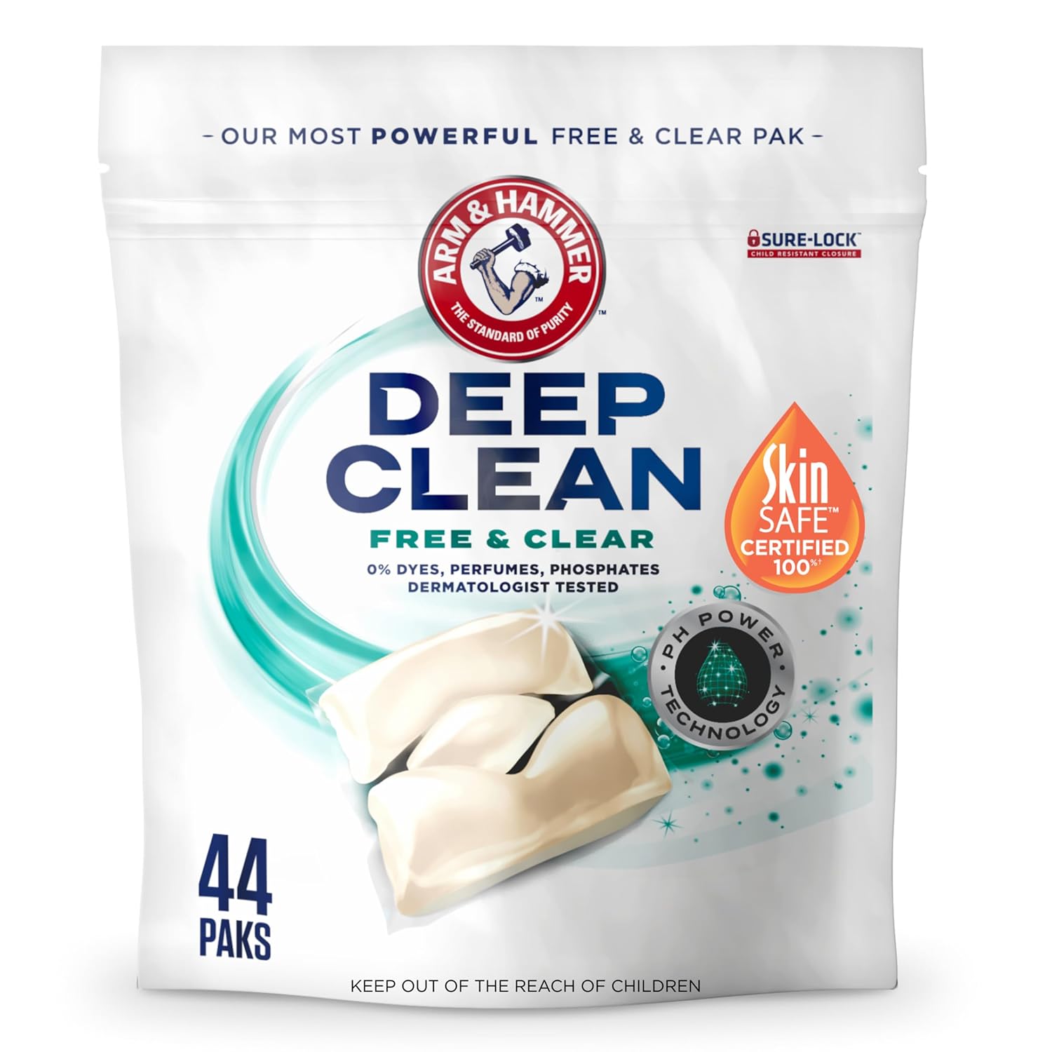 ARM HAMMER Deep Clean Free Clear Power Paks Concentrated Laundry Detergent Free of Dyes Perfumes and Phosphates Dermatologist