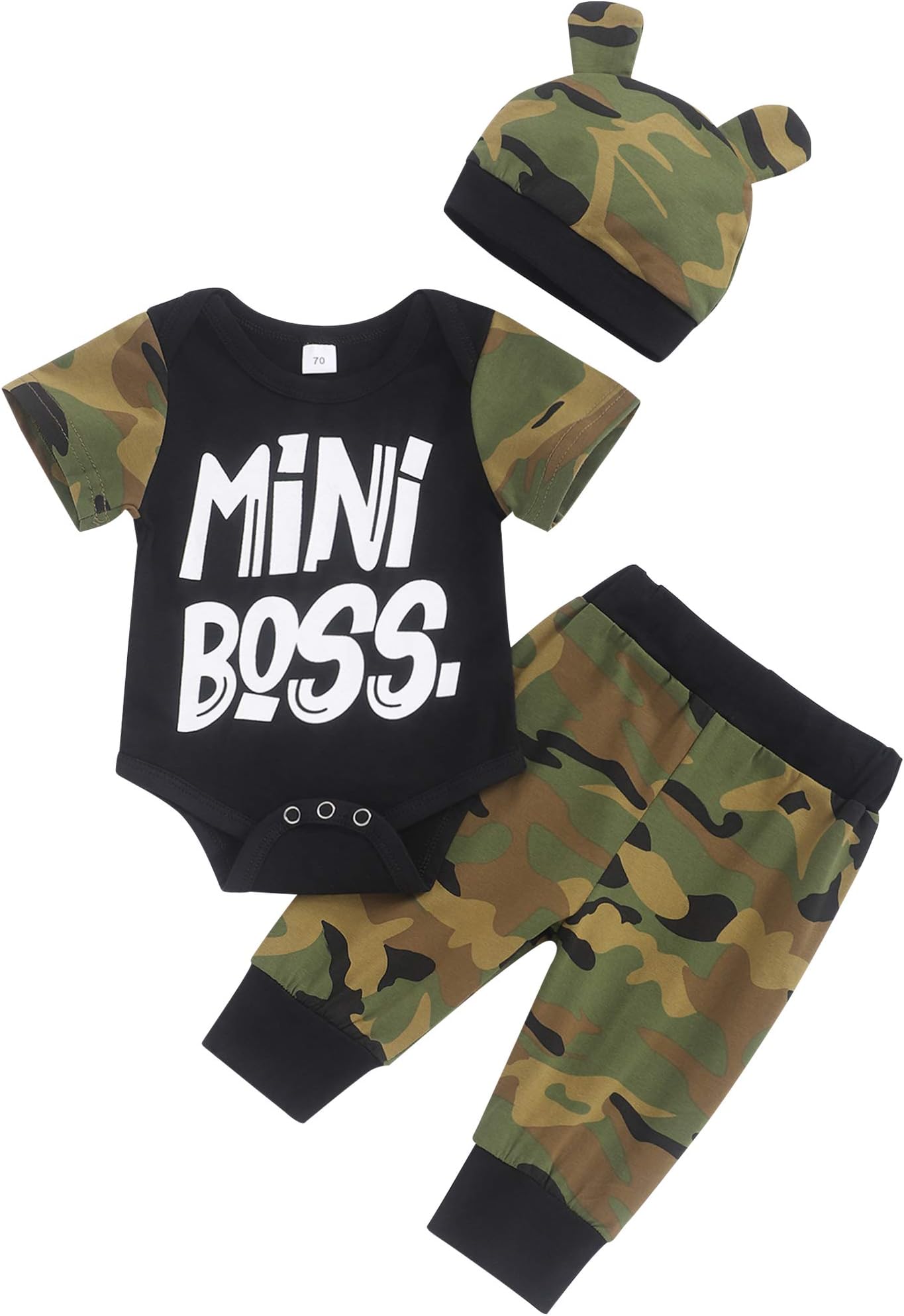 Newborn Baby Boy Summer Clothes Letter Print Romper＋Colorblock Pants＋Hat 3PCS Infant Boys Jumpsuit Outfits Set