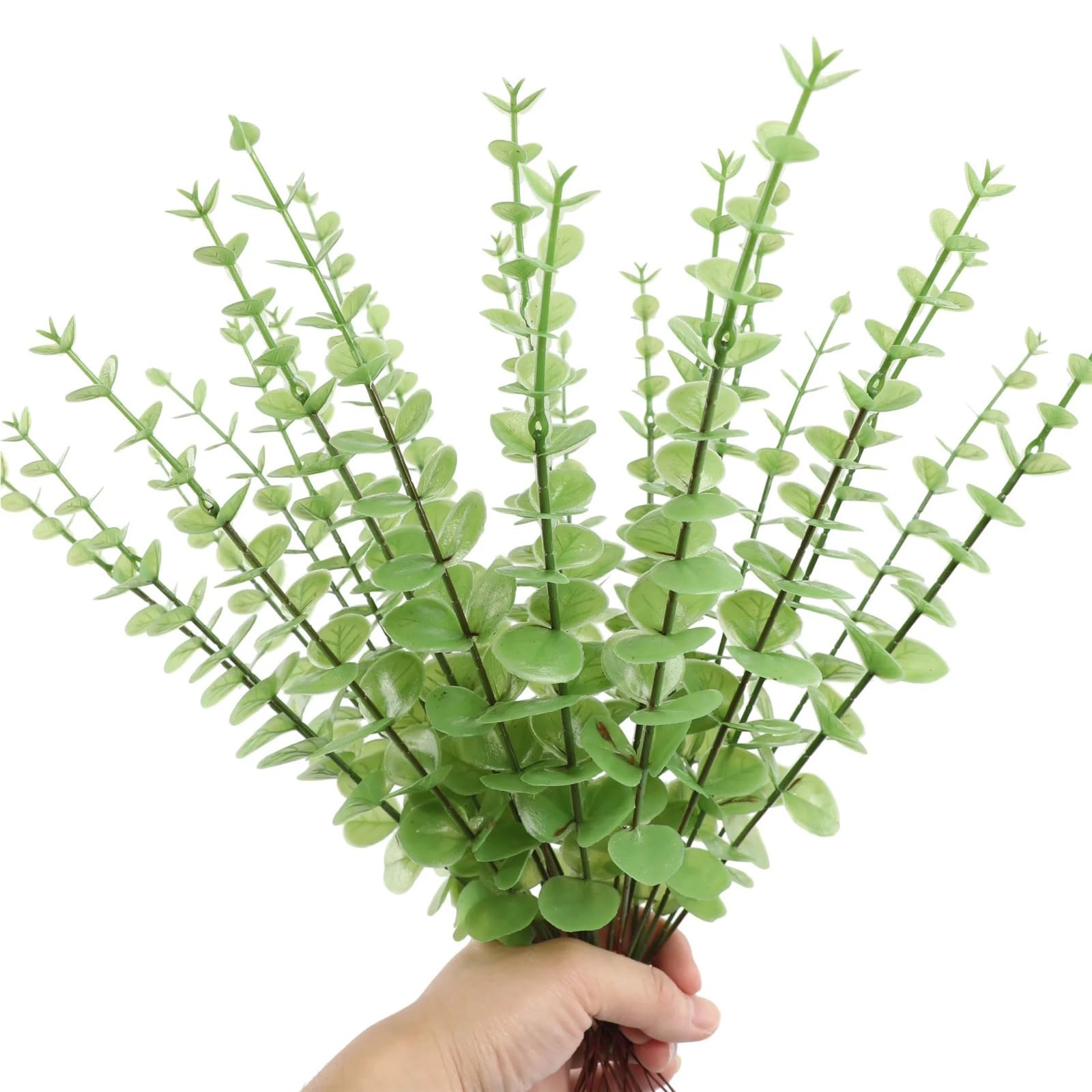 TGDGFKIAS Artificial Pine Branches, Christmas Glitter Artificial Pine Needles Eucalyptus Stems 38 cm Pack of 30 Multicolor(Grün)