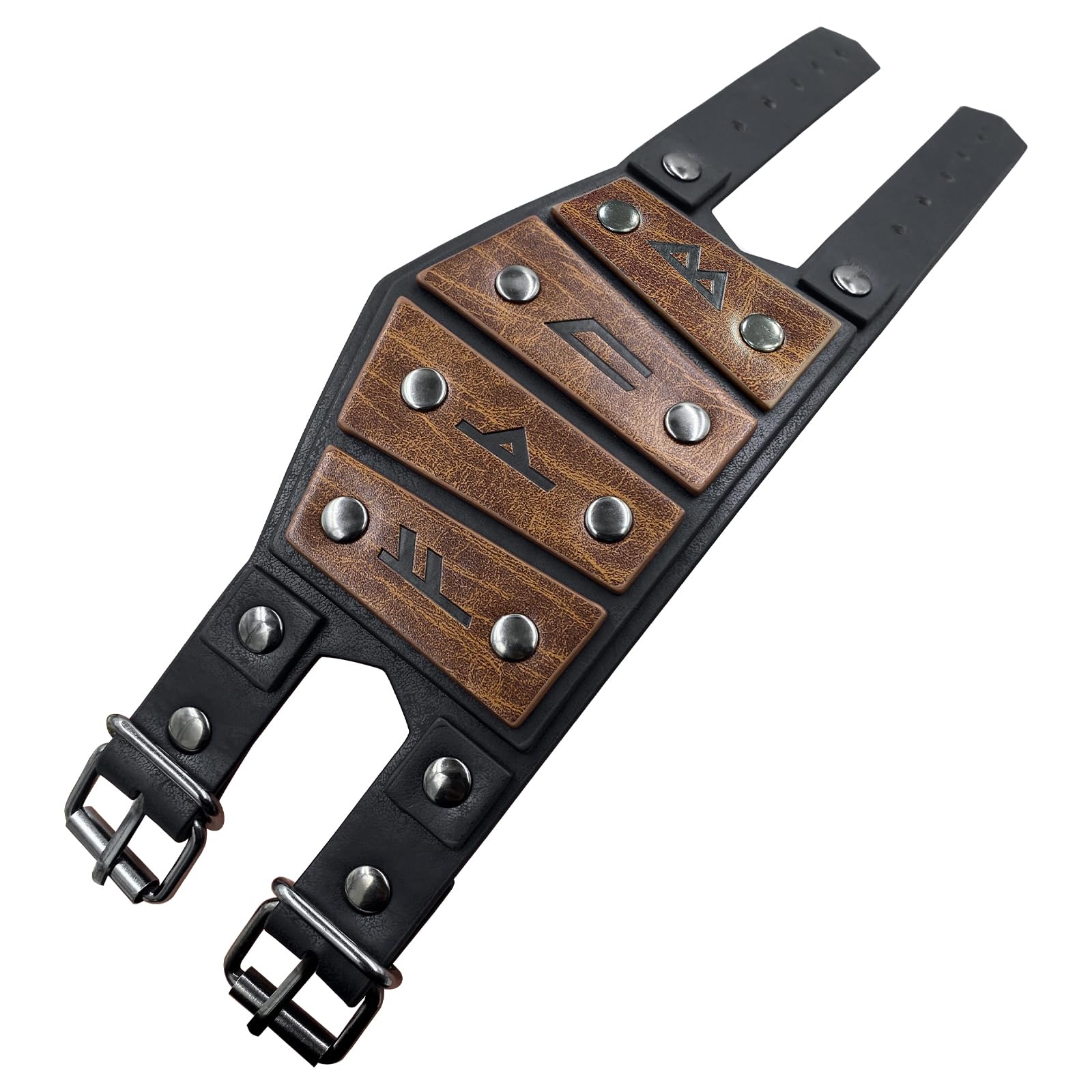 HiiFeuer Pulsera Viking Runes de piel sintética,Muñequera retro nórdica, Pulsera brazalete nórdica con cierre de hebilla