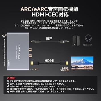 avedio links HDMI Audio Splitter 4K@60Hz 2K@120Hz HDMI 2.0 Audio Extractor 5.1ch ARC CEC Dolby Atmos DTS AAC ALLM Optical Digital + RCA + 3.5mm Audio Output Support PS5 Switch Xbox DVD Player Aluminum
