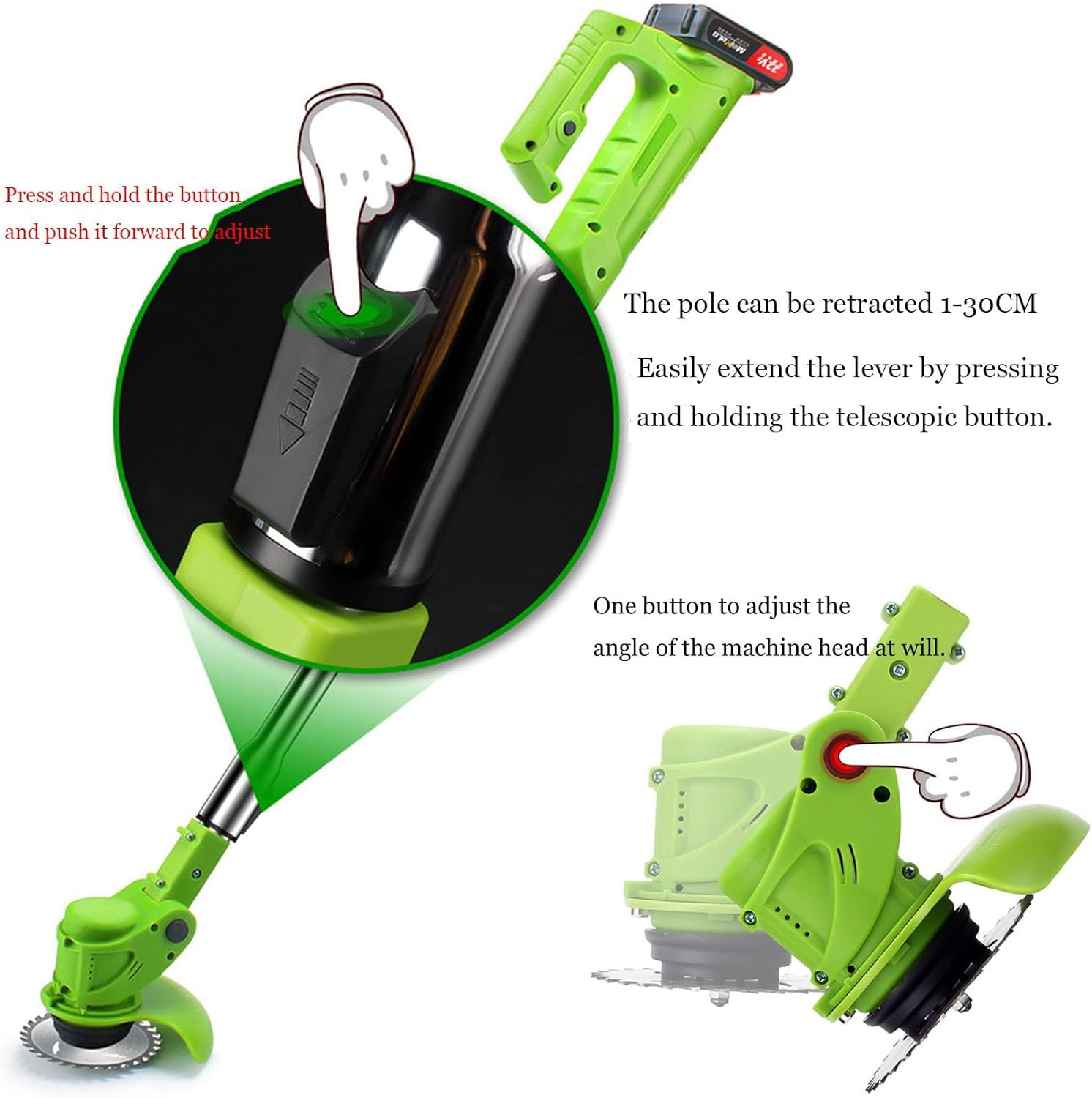 Weed Wacker/Edger with Battery - Cordless Weed Wacker Battery Operated Weed Trimmer Edger Lawn Mower Garden Yard Lawn Tool(388VF,Battery*2)