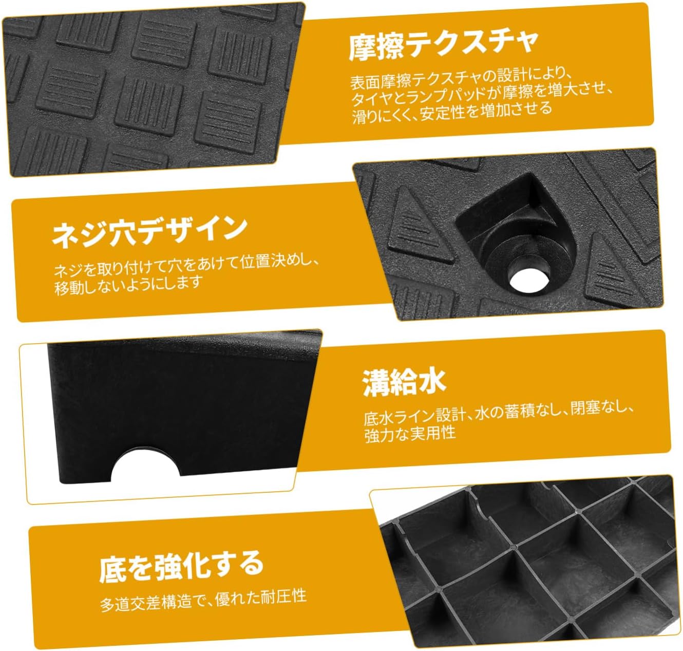 Cabilock 2pcs Heavy Duty Plastic Ramp Lightweight Car Motorcycle Ramps Non- for Wheelchair Scooter Truck and Garage Access