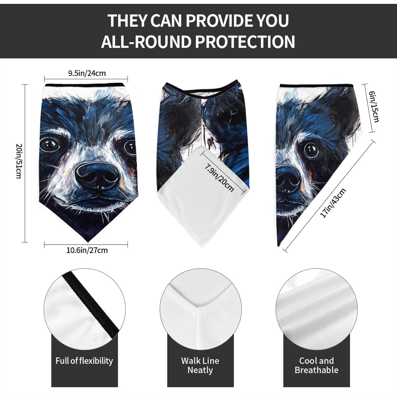 Protection Neck Gaiter Face Cover Portraits of cartoon animals Balaclava Scarf Mask, Windproof Breathable Sun Shield for Men Women, Skiing Hiking Cycling Outdoor Sports