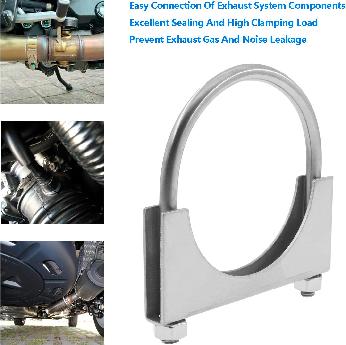 304 Stainless Steel U-Bolt Clamps,SAFYY Heavy Duty Muffer Exhaust Clamps,Saddle Style Muffler Clamp,U-Bolt Exhaust Muffler Clamps,Exhaust Connection Clamps(3-1/2",2PC) (2, 6", 2PCS)