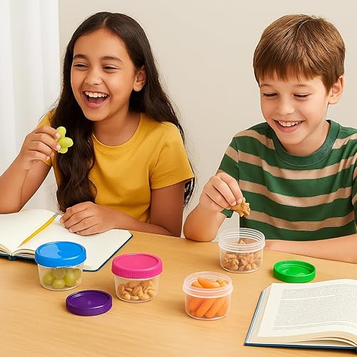 Miniatura 5 de Twist Top - Paquete de 4 vasos para condimentos con tapas, 1.18 onzas, recipientes pequeños de almacenamiento de alimentos para aderezos de