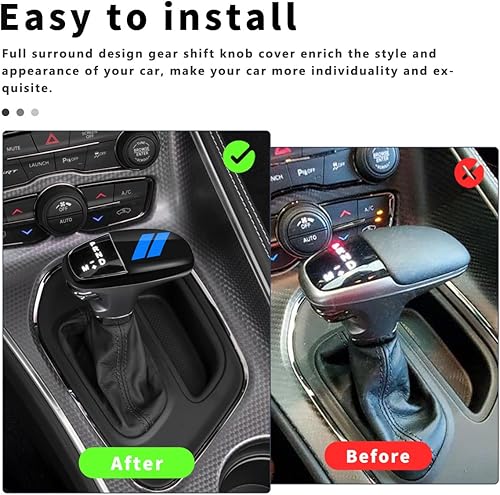 Vista 17 de auovo Gear Shift Knob Cover Trim for Charger Accessories Challenger 2015-2023 / Durango 2016-2024 (Black-Red)