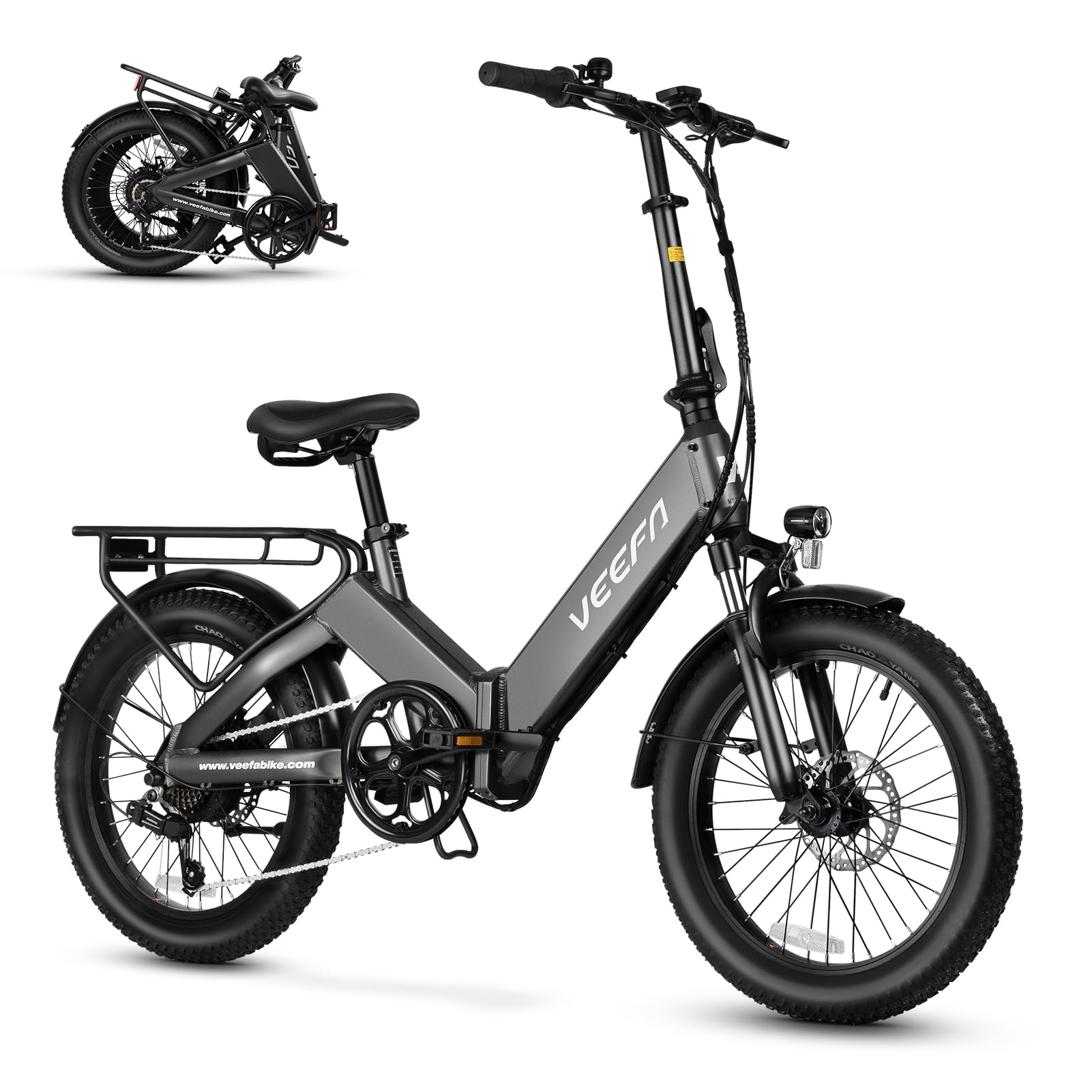 VEEFA F1 Electric Bike for Adults Peak 750W Motor E Bike with 48V Removable Battery, Folding Ebike 20MPH Max Speed& 60+ Miles Range, 5 Pedal-Assist Levels, UL 2849 Certified 7-Speed