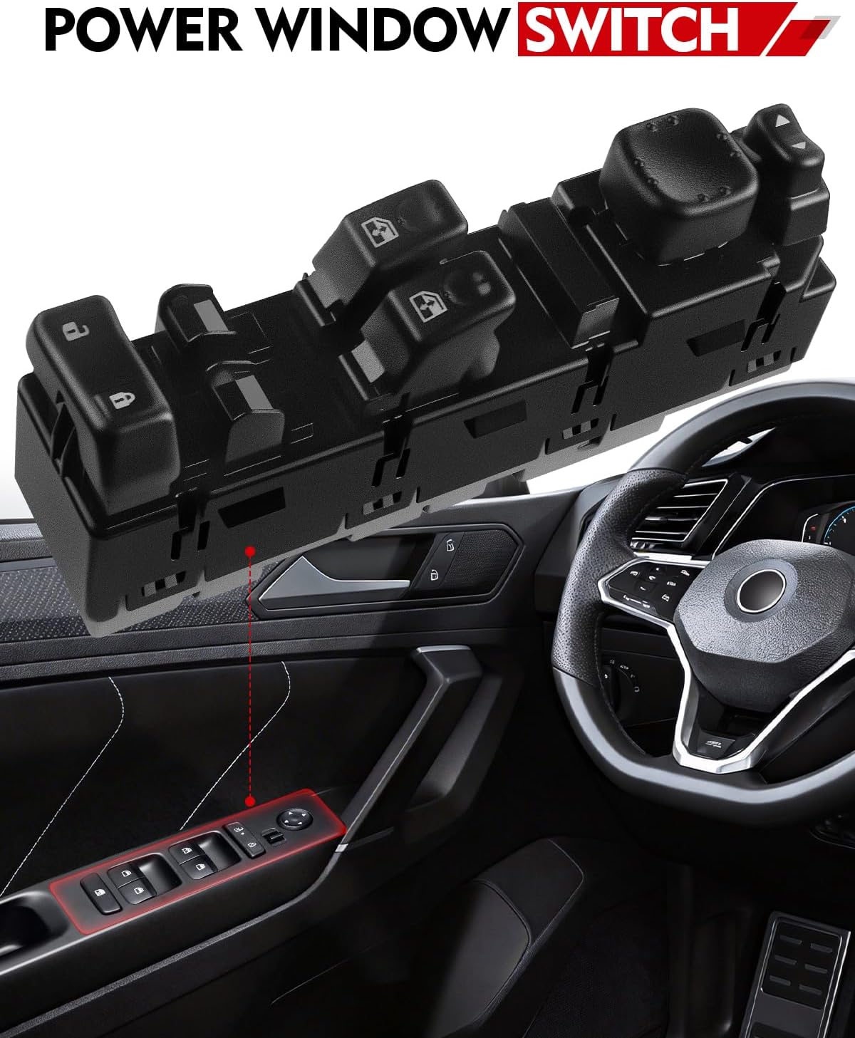 Power Driver Side Master Switch Window Switch for:-Chevy for:-GMC Silverado Sierra 1500 2003-2006, 2500 2003-2006, 3500 2003-2007 with Folding Mirror Switch OE# 15883318 920-023 920023