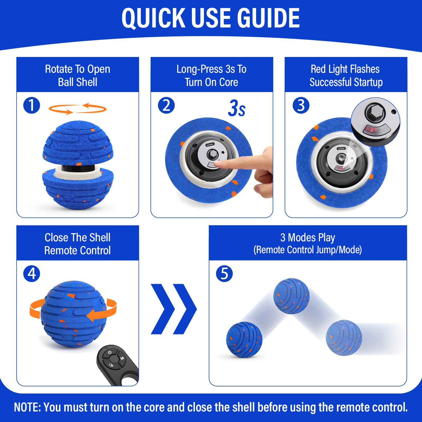 Balle interactive intelligente pour chien, mise à niveau automatique, 3 modes, balle mobile avec télécommande pour chiens de taille moyenne et grande, rechargeable et étanche, jouet E-TPU
