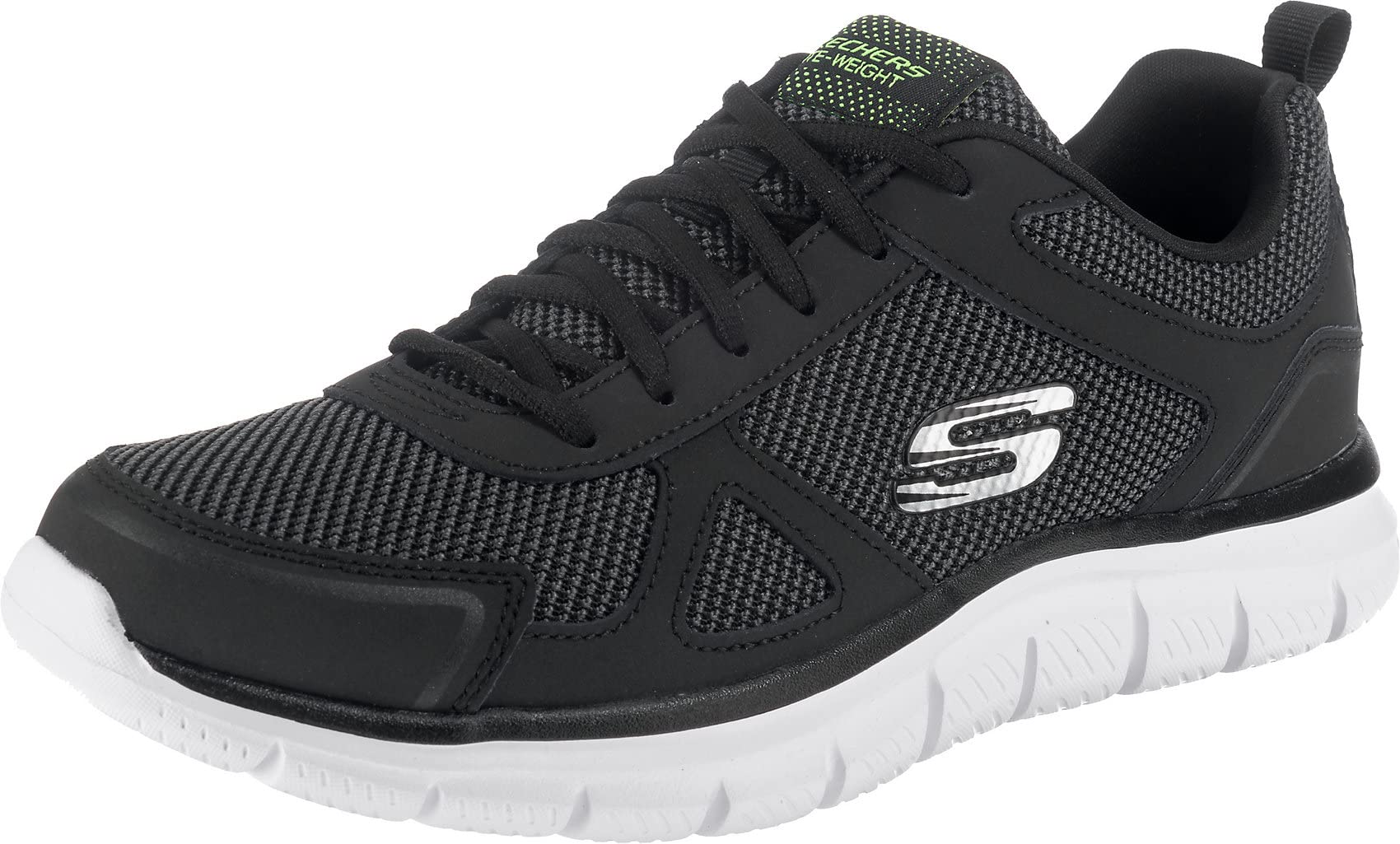 Skechers Men's Track Bucolo Sneaker, Black Leather/Mesh/White Trim, 9.5 UK