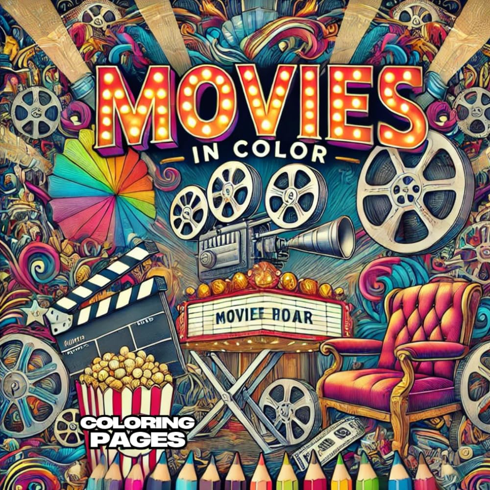Movies In Color: A Film-inspired coloring book: Movie scene themed coloring pages for adults!