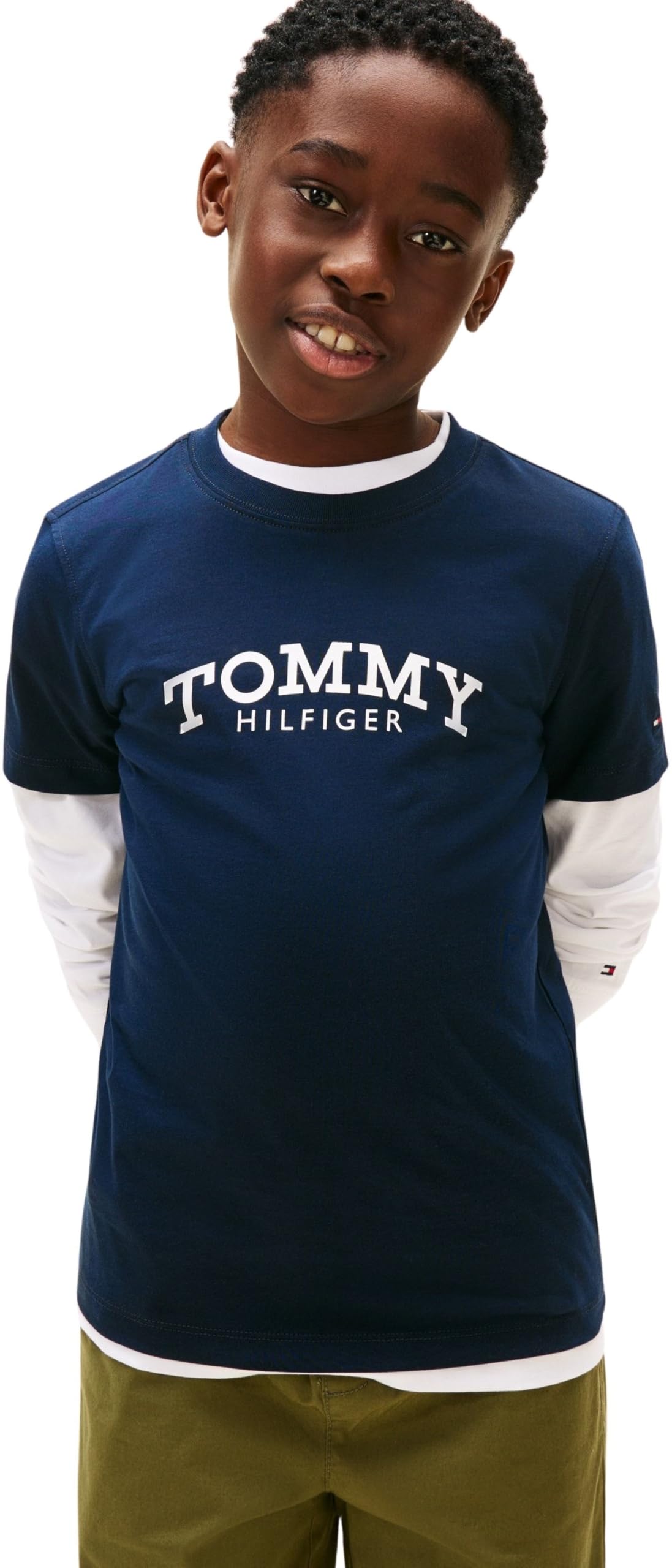 Tommy Hilfiger Boy's MONOTYPE Print Graphic T-Shirt KB0KB10051 S/S T-Shirt, Blue (Dark Night Navy), 12 Years