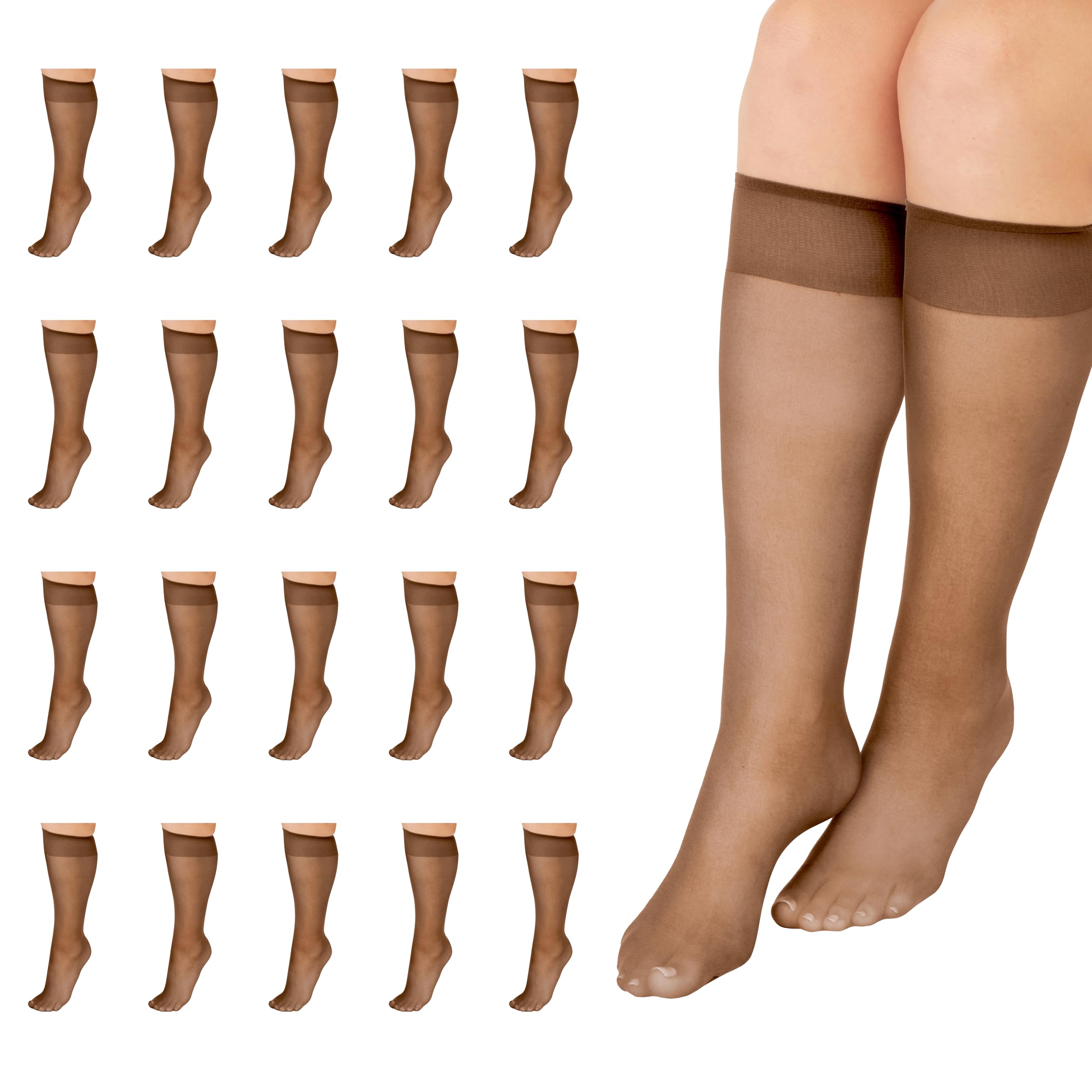 Everyday Knee-Highs, Sheer Toe Plus, 100% Nylon, One Size