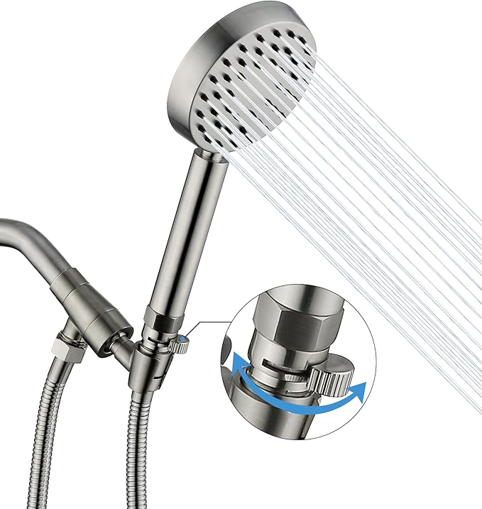 Solid Metal Brushed Nickel Handheld Shower Head With Extra Long ...