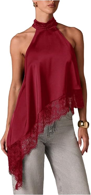 Milumia Women's Y2k Halter Mock Neck Sleeveless Top