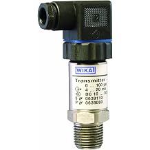 WIKA 8985538 General Purpose Pressure Transmitter, 4 - 20mA 2-Wire Signal Output, Stainless Steel Wetted Parts, 0-30"Hg 200 psi Range, 0.25% Accuracy, 1/2" Male NPT Connection