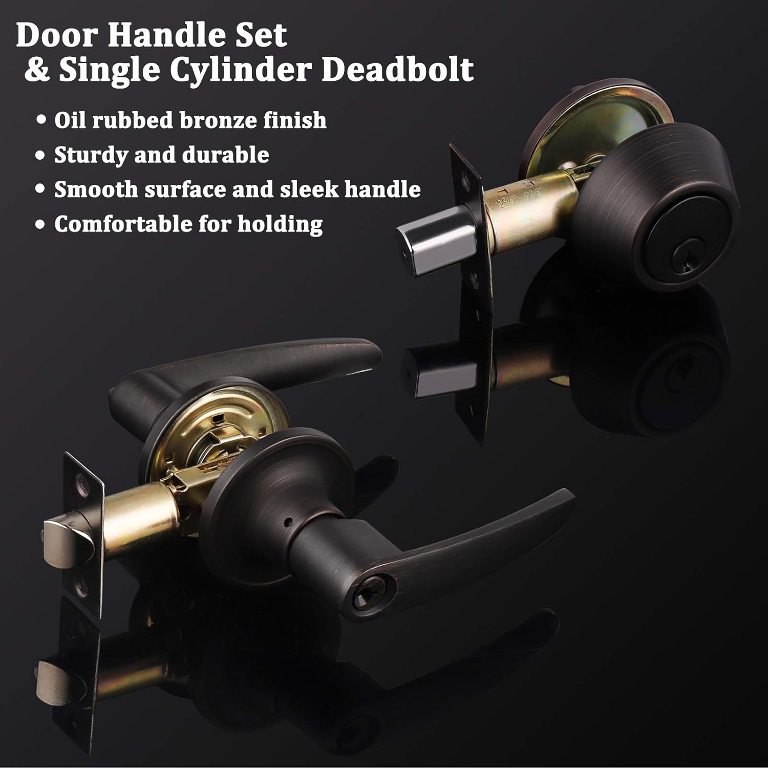 Super Big Clearance! Gobrico Front Entrance Door Handles and Single Cylinder Deadbolt Combo Pack with Same Key,Oil Rubbed Bronze Exterior Door Locksets,Reversible for Left/Right Handed Door,2 Pack Get Cheap Price Gobrico Front Entrance Door Handles and Single Cylinder Deadbolt Combo Pack with Same Key,Oil Rubbed Bronze Exterior Door Locksets,Reversible for Left/Right Handed Door,2 Pack