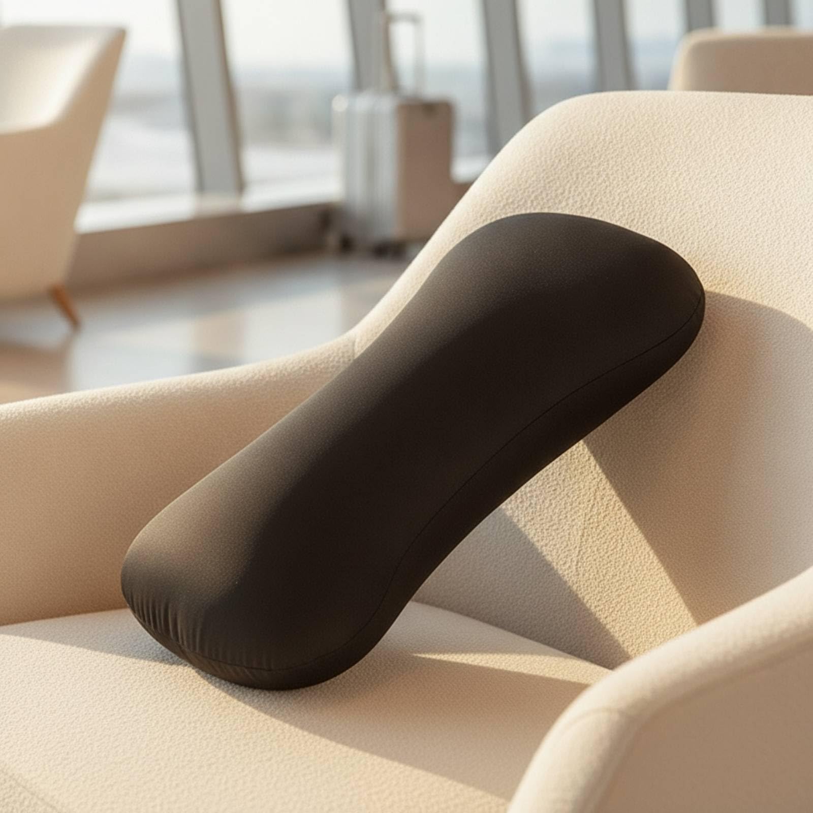 Almohada con Forma Ave Almohada en Forma Ergonómica Cojín Cervical con Relleno Espuma para Viajes, Negro
