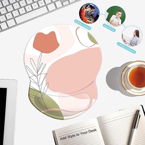 Miniatura 22 de Alfombrilla para mouse con soporte de muñeca, almohadilla antideslizante para mouse para oficina, computadora, laptop y Mac, cómoda y ligera