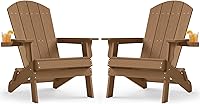 Vista 41 de YEFU Silla Adirondack, silla Adirondack de plástico de gran tamaño, sillas plegables para exteriores con soporte para tazas, silla de césped