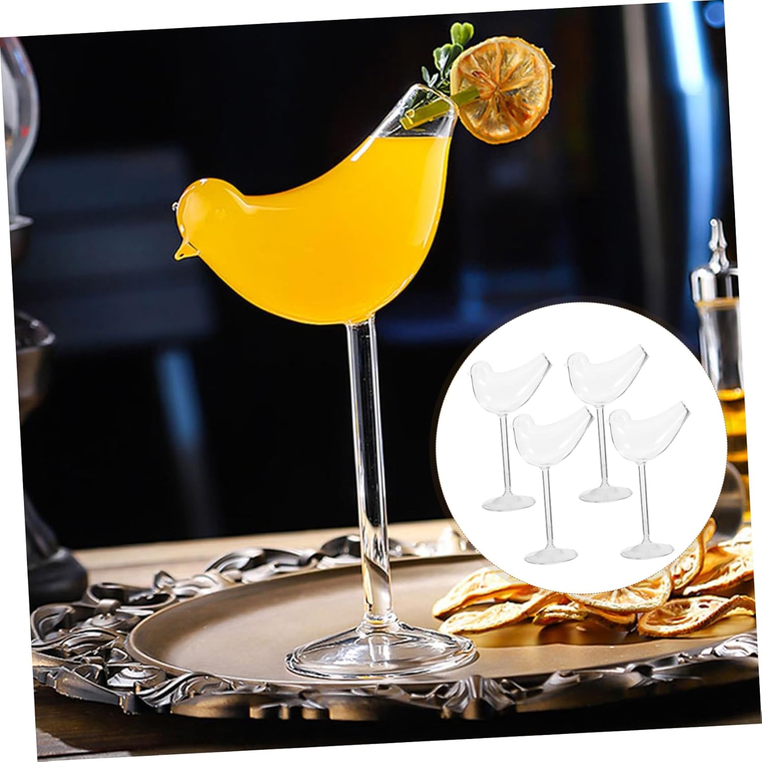 Zerodeko 4pcs Smoke Cocktail Glasses Glass Cup Wine Cup Novelty Cocktail Drinkware