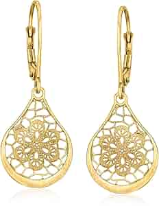 Amazon.com: Ross-Simons Italian 14kt Yellow Gold Openwork Floral