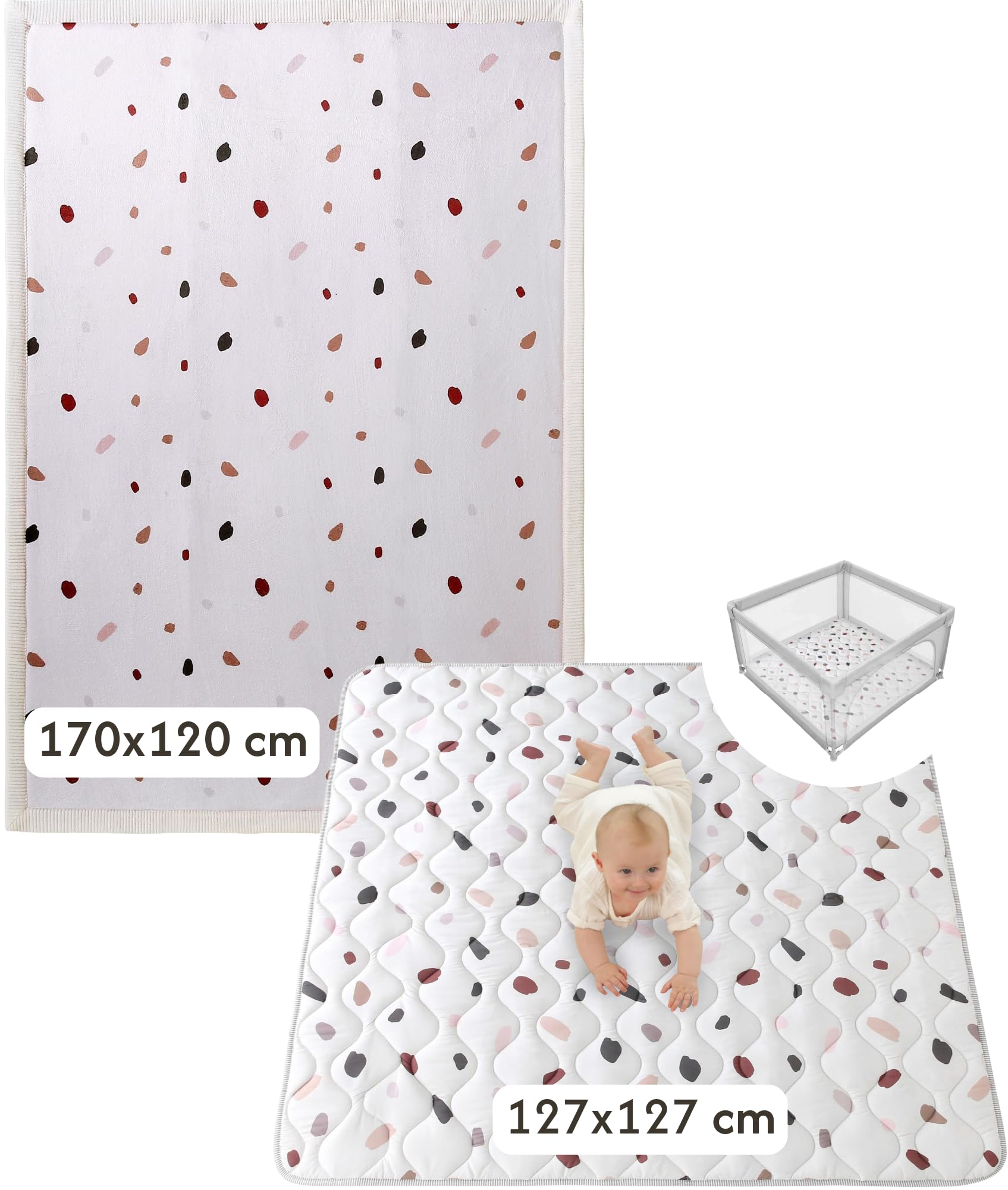 Hakuna Matta Spielmatten Set – Wolkenweiche Krabbelmatte 200x150x2,5 cm + Gesteppte Krabbeldecke 127 cm, rutschfest, Weich Gepolstert